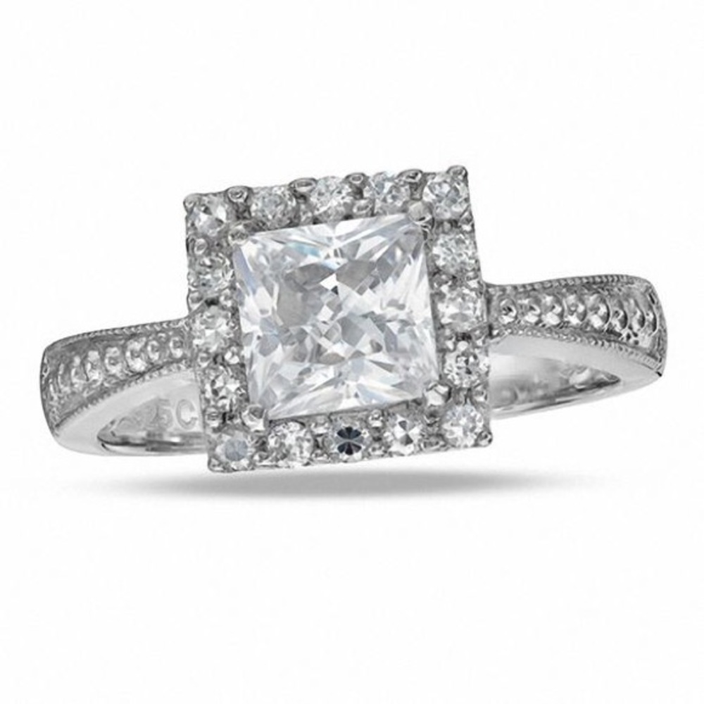Princess Cut Cubic Zirconia Frame in .925 Ring